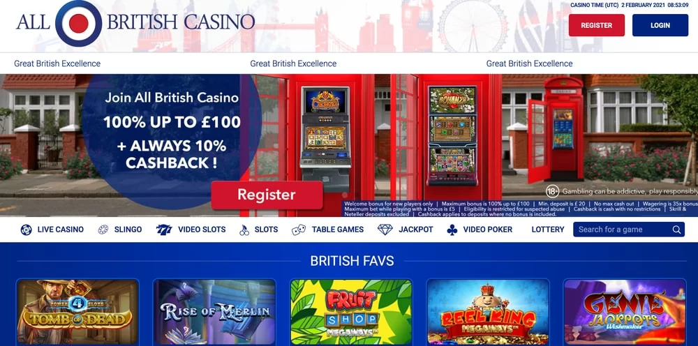 Screenshot from All British Casino