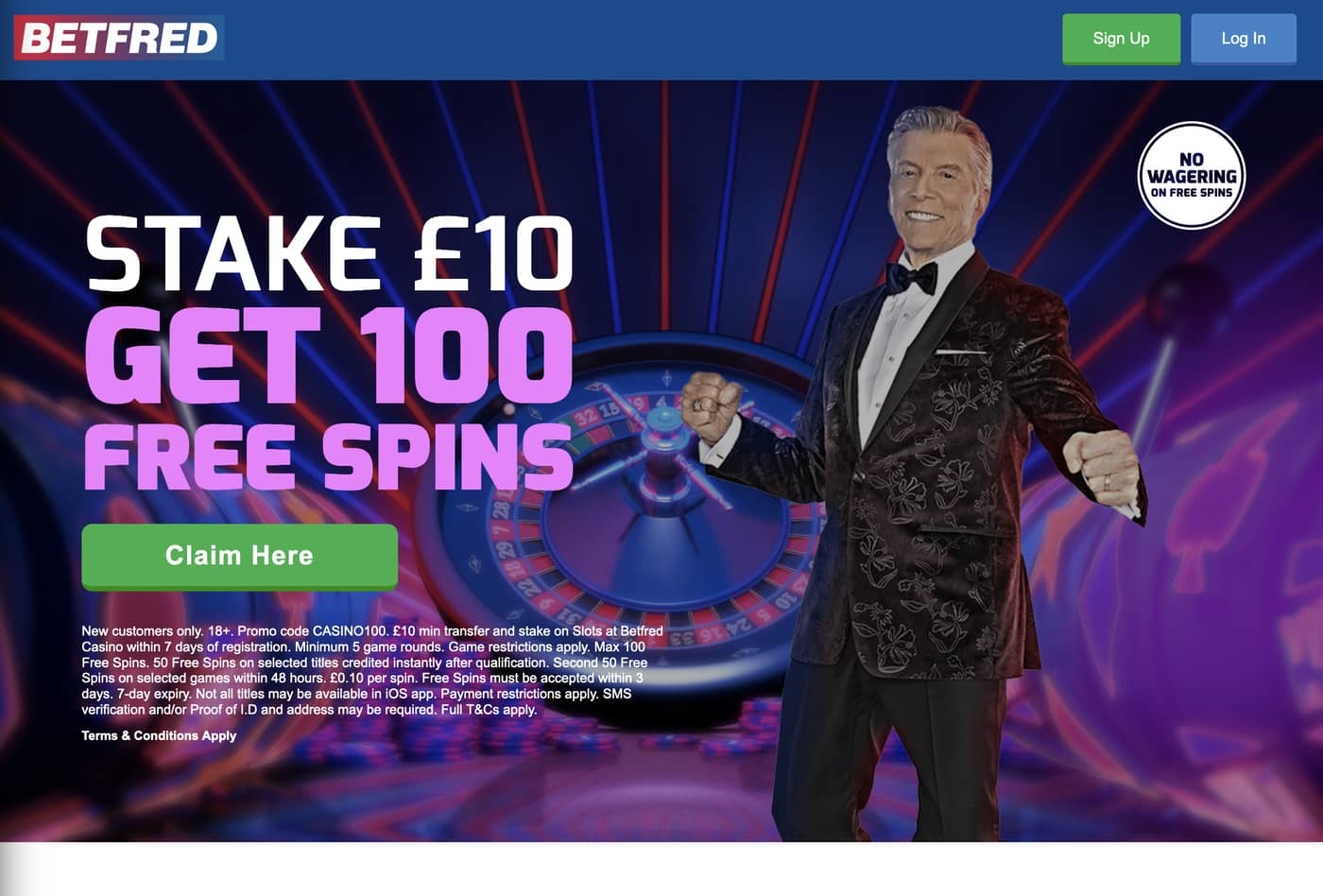 Screenshot of the Betfred Offer